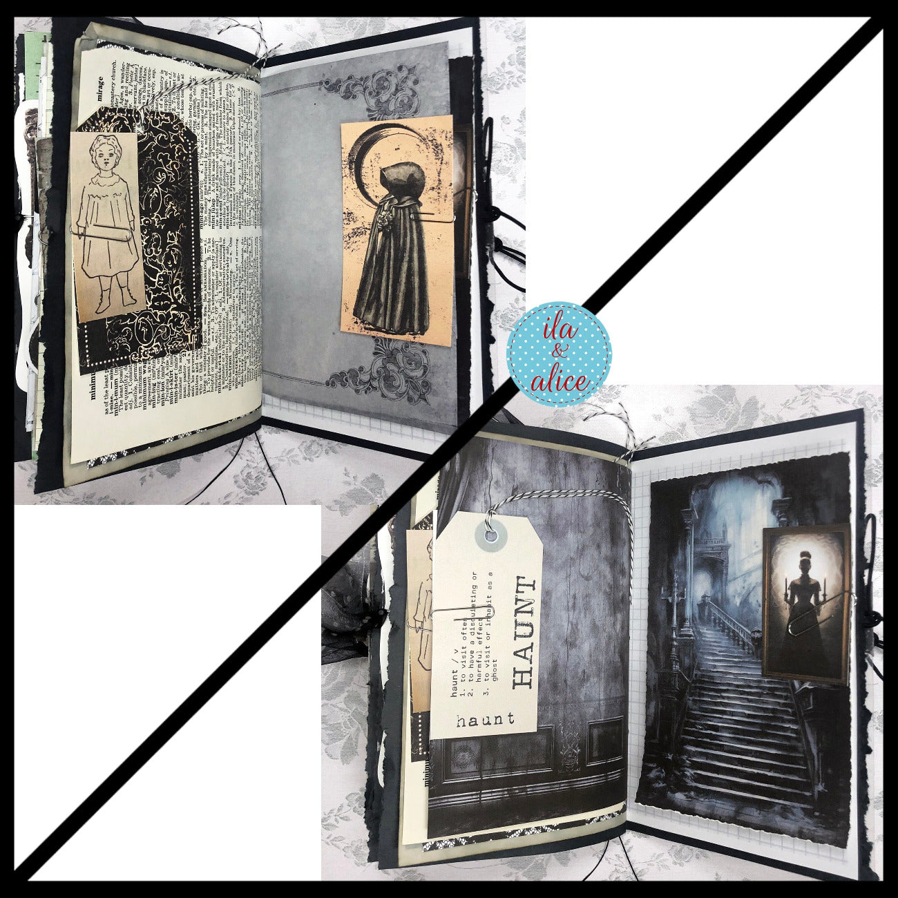 Creepy Graveyard Winter Junk Journal w Spooky Collage Cover Journal ila & alice
