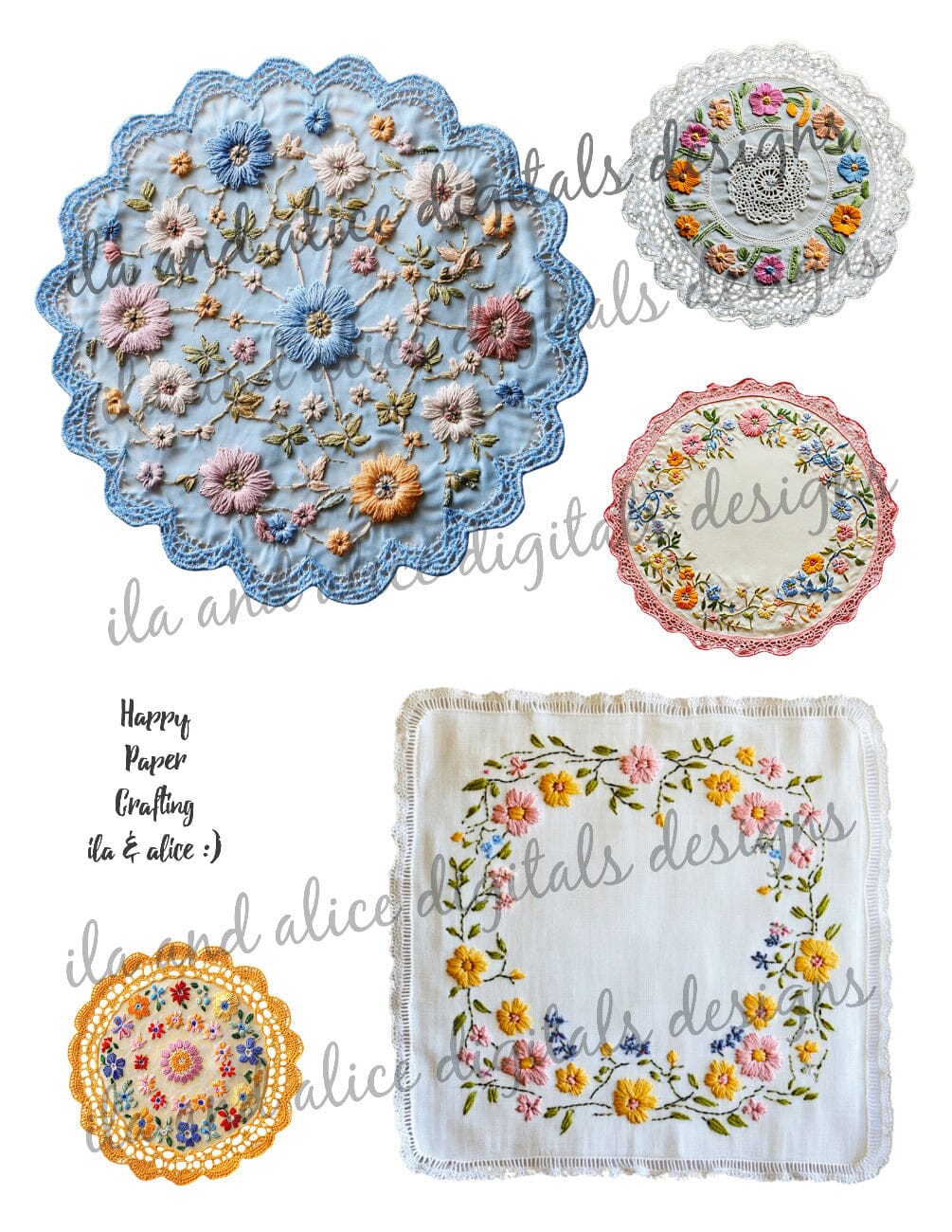 Digital Vintage Doilies Ephemera Journal ila & alice
