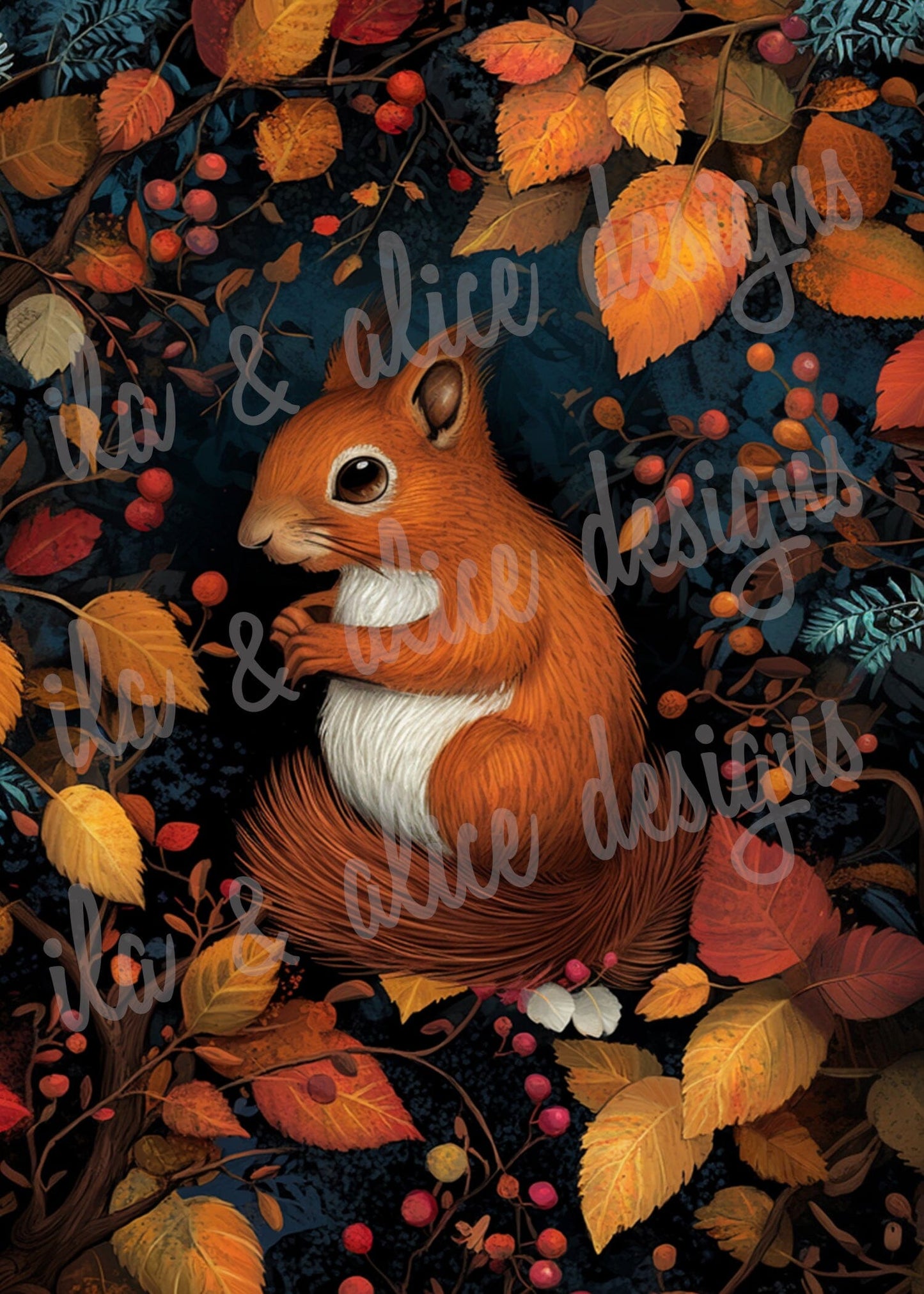 Autumn Forest Animals In Leaves Postcards Post Cards ila & alice