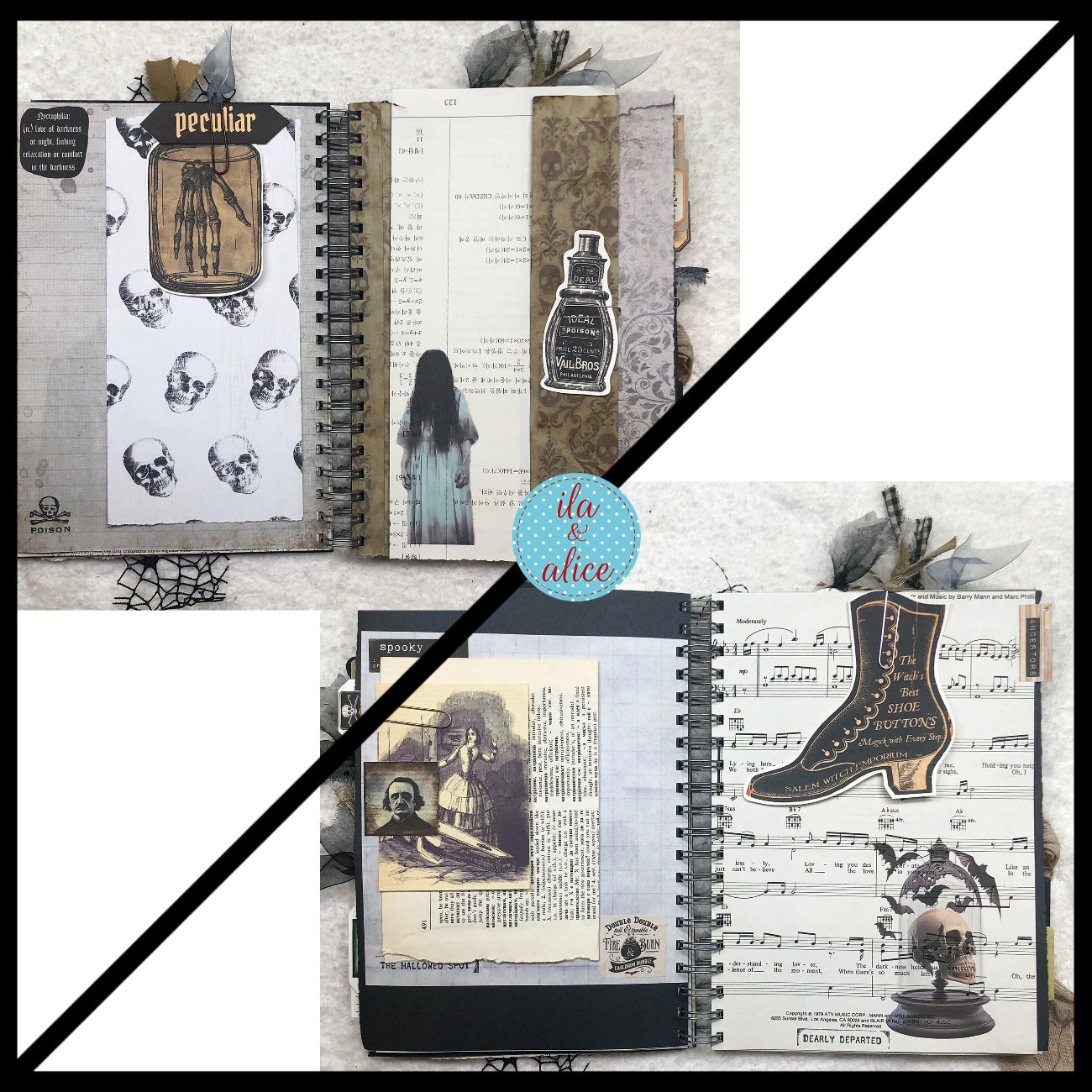 Creepy Witches Halloween Junk Journal with Ghosts & Ghouls Journal ila & alice 