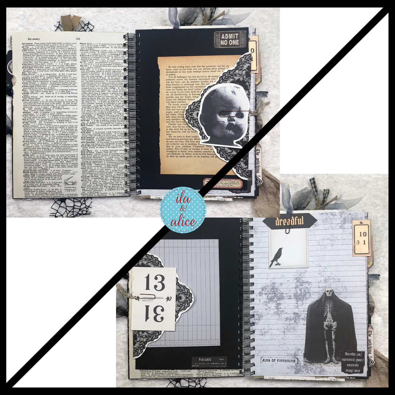 Creepy Witches Halloween Junk Journal with Ghosts & Ghouls Journal ila & alice 