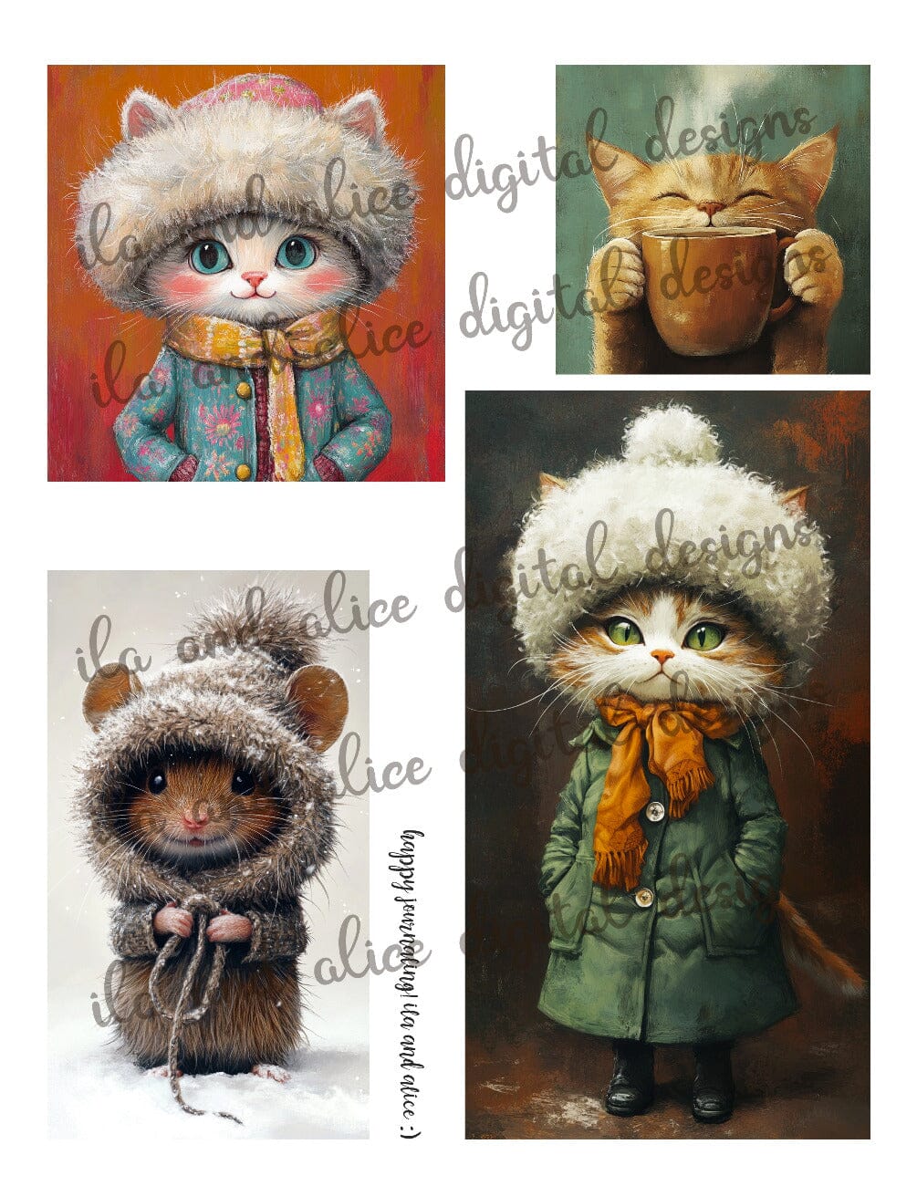 Cats in Winter Coats Digital Journal Ephemera Journal ila & alice 