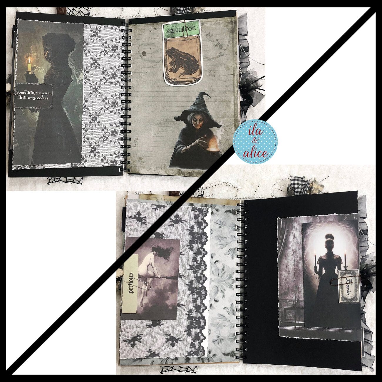 Solitary Witch Under a Full Moon Junk Journal for Halloween Journal ila & alice 