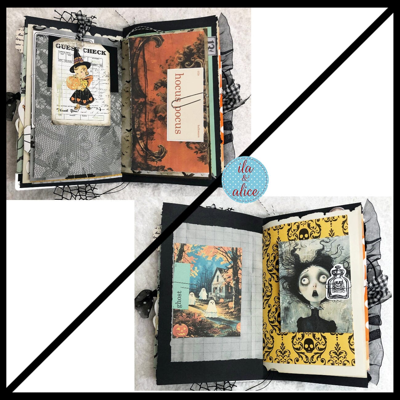 Cute Witch & Black Cat Halloween Junk Journal Filled #2 Journal ila & alice 