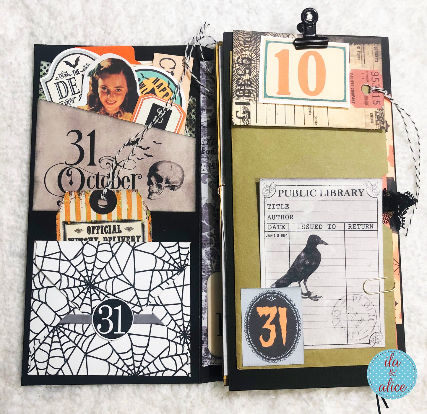 Cute Halloween Folio – Black Cat & Jack O’Lantern | Handmade Ephemera Folder