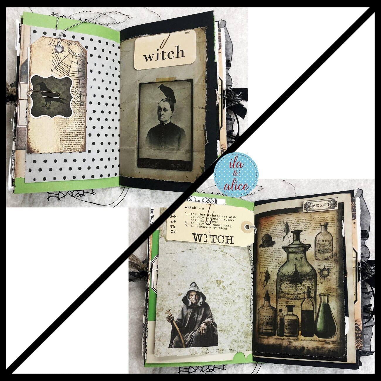 Dark Witch Halloween Junk Journal Filled with Witch Ephemera #4 Journal ila & alice 