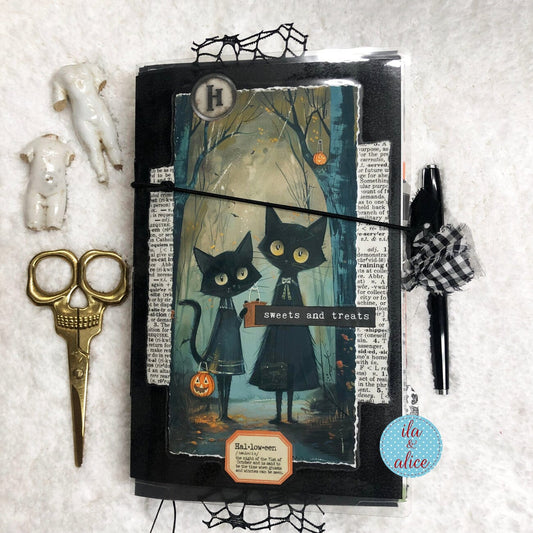 Black Cats Go to Trick or Treat on Halloween Junk Journal #3 Journal ila & alice 