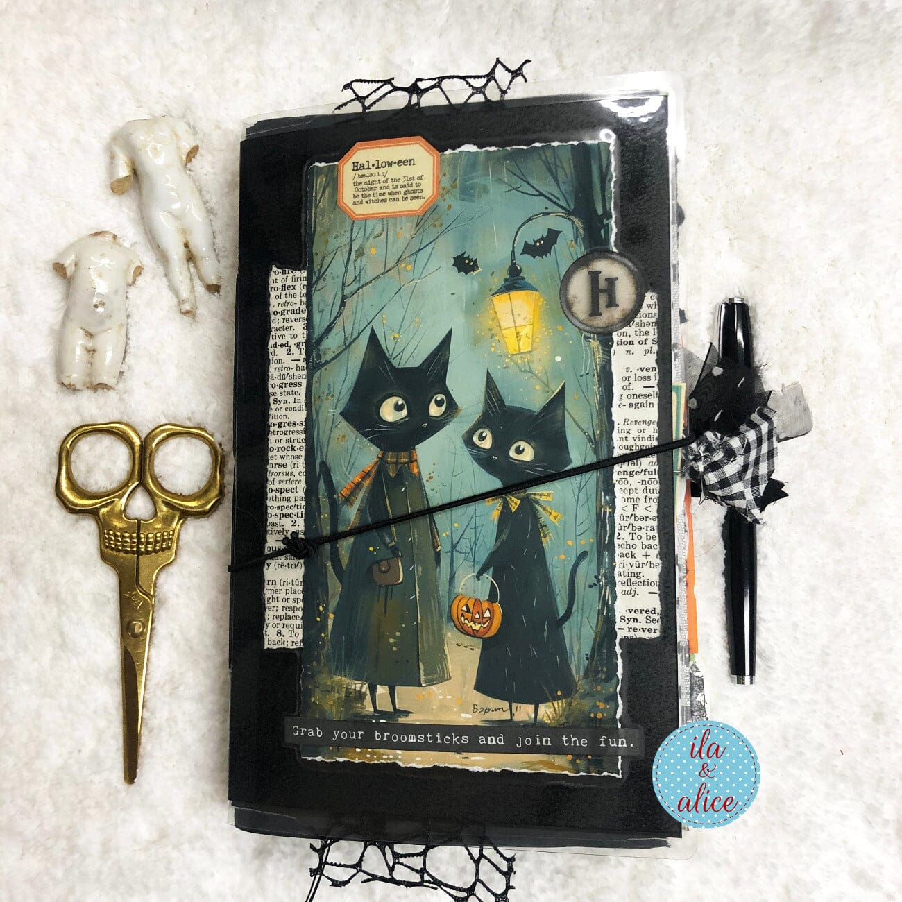 Black Cats Go to Trick or Treat on Halloween Junk Journal #2 Journal ila & alice 