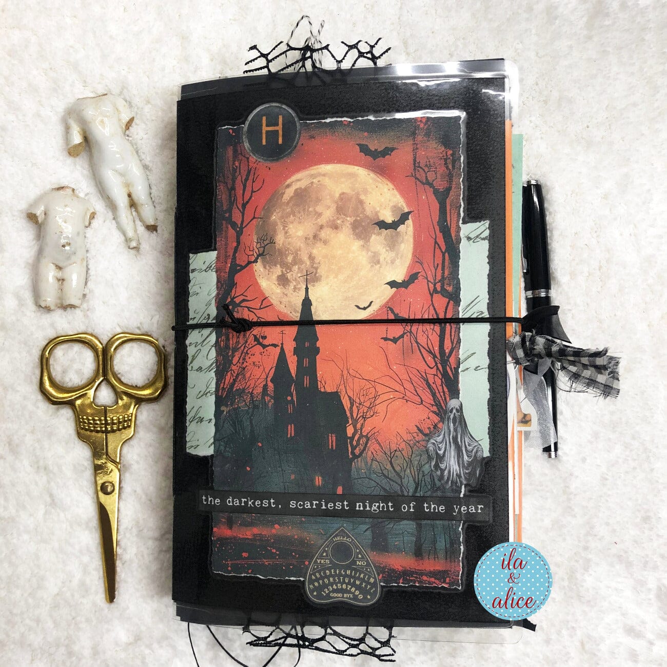 Haunted House Under a Full Moon Halloween Junk Journal #3 Journal ila & alice 