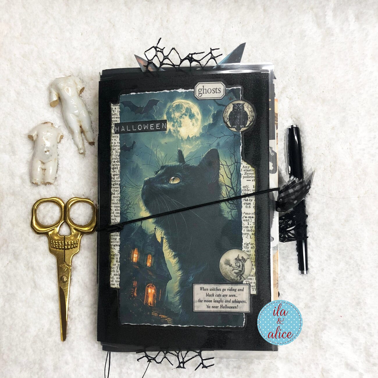Dedicated to Black Cats Halloween Junk Journal Filled #4 Journal ila & alice 