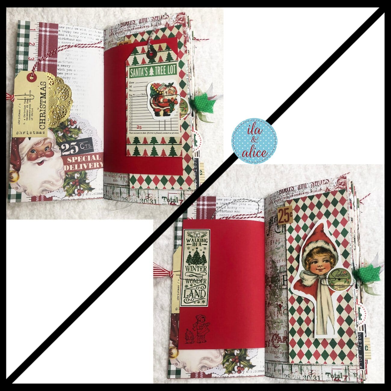Christmas Soft Cover Junk Journal with Vintage Ornaments Journal ila & alice 