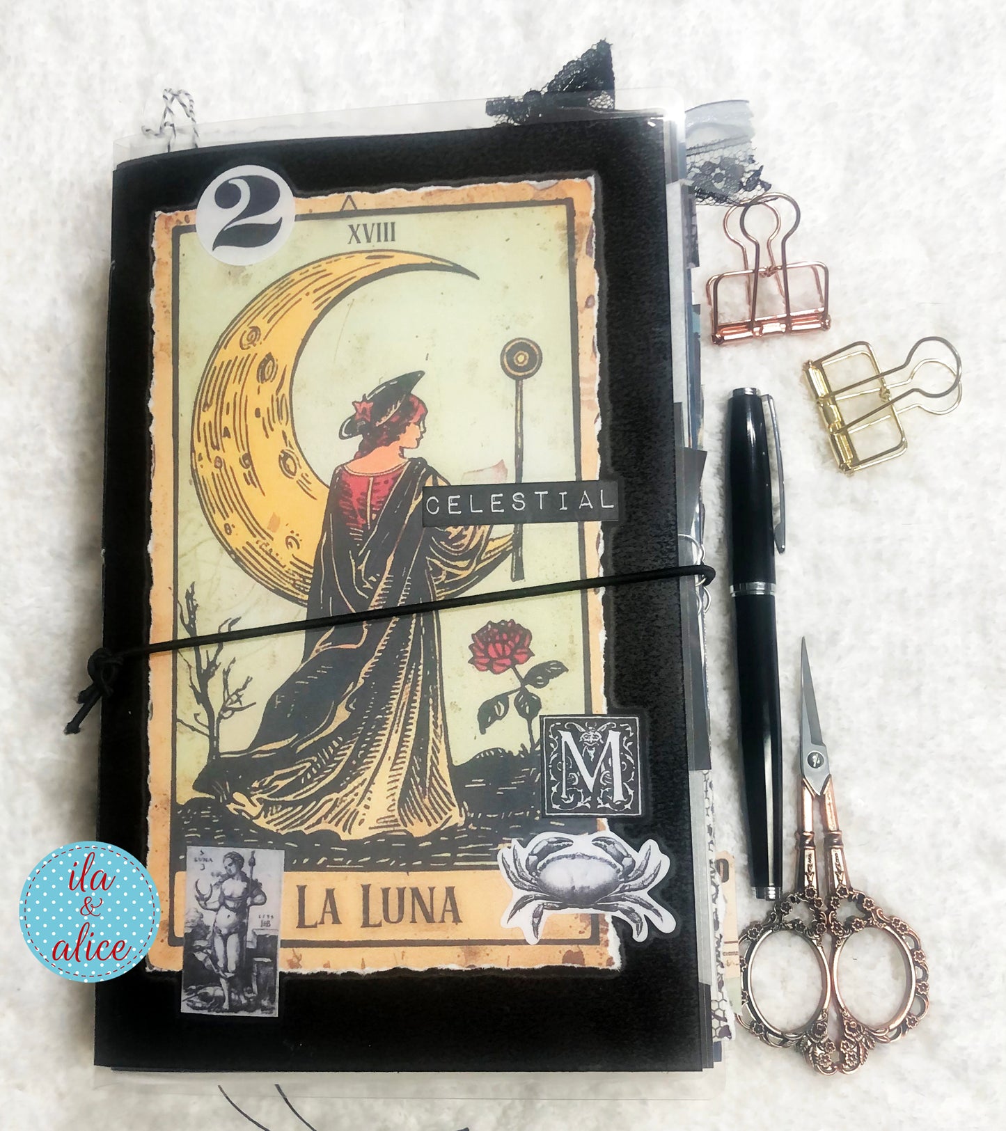 La Luna Moon Junk Journal | Handmade Celestial Collage Journal (One of a Kind)