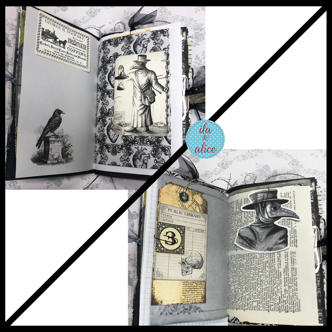 Creepy Graveyard Winter Junk Journal w Spooky Collage Cover Journal ila & alice 