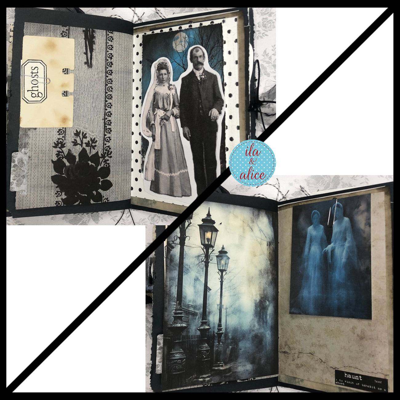 Creepy Graveyard Winter Junk Journal w Spooky Collage Cover Journal ila & alice 