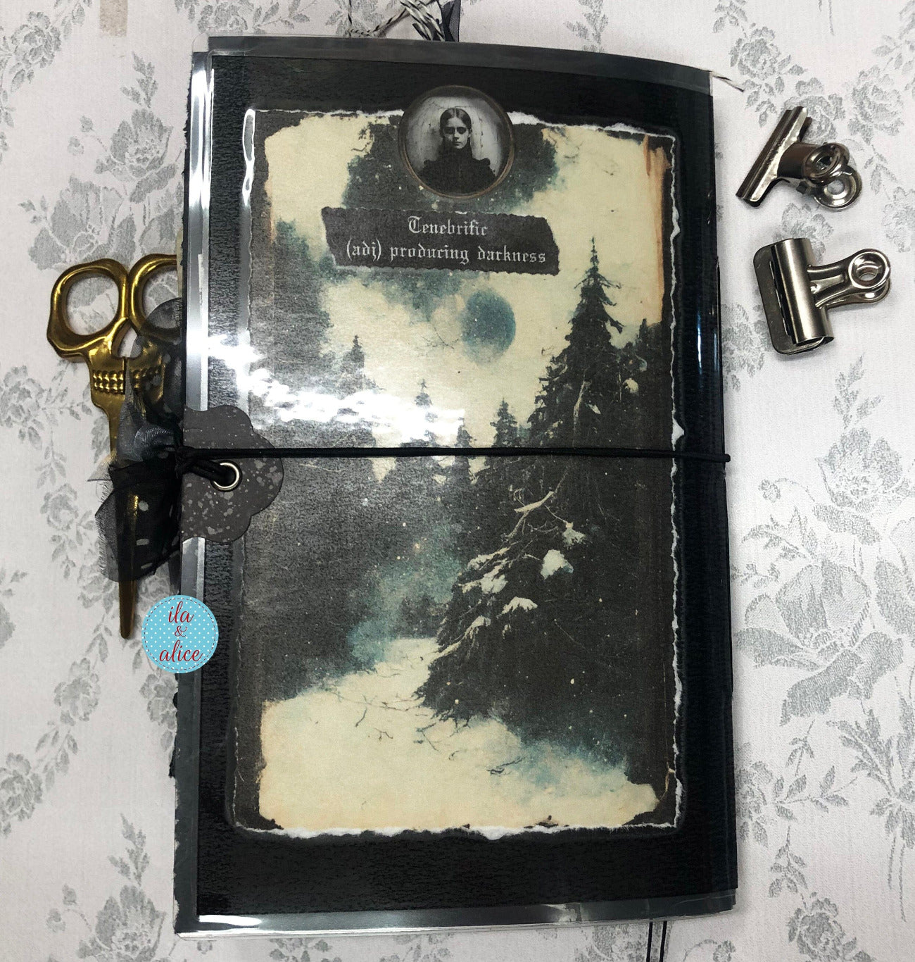 Creepy Dark & Gloomy Winter Junk Journal w Spooky Collage Cover Journal ila & alice 