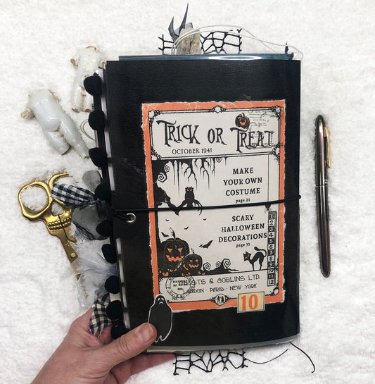 Spooky Retro Witch Orange & Black Halloween Journal Journal ila & alice 
