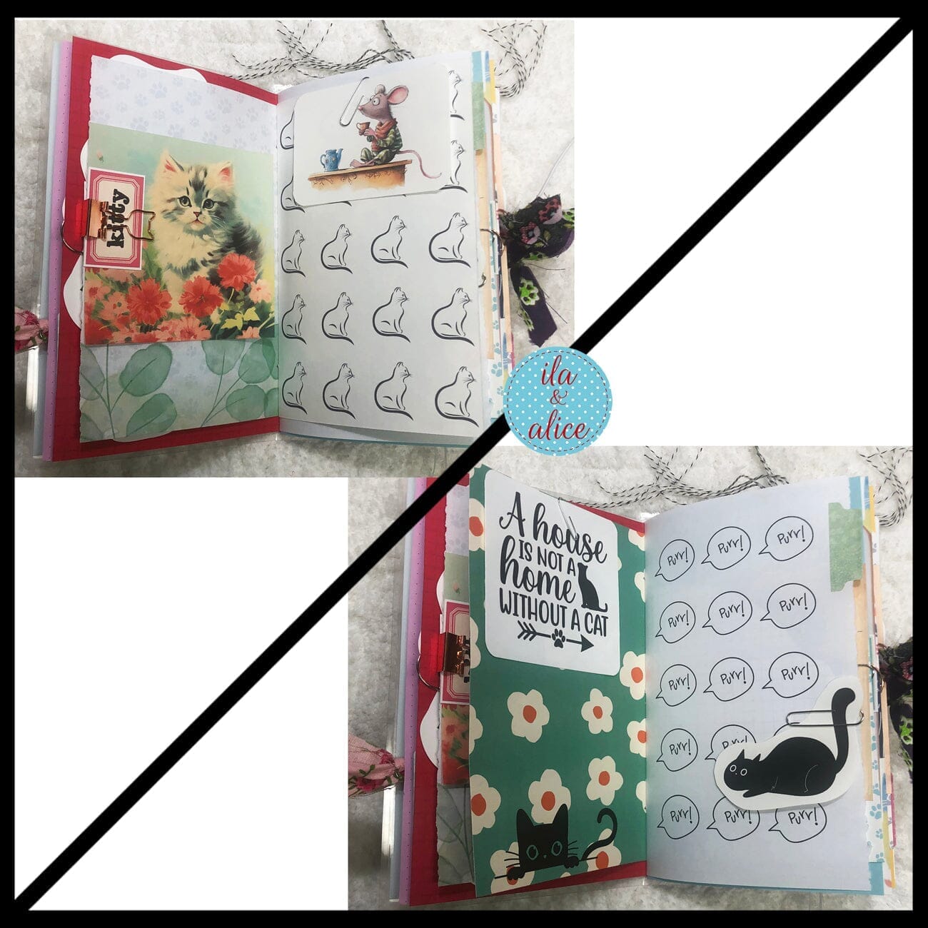 Cute Cat Junk Journal with Lovely Orange Cat in a Meadow Journal ila & alice 