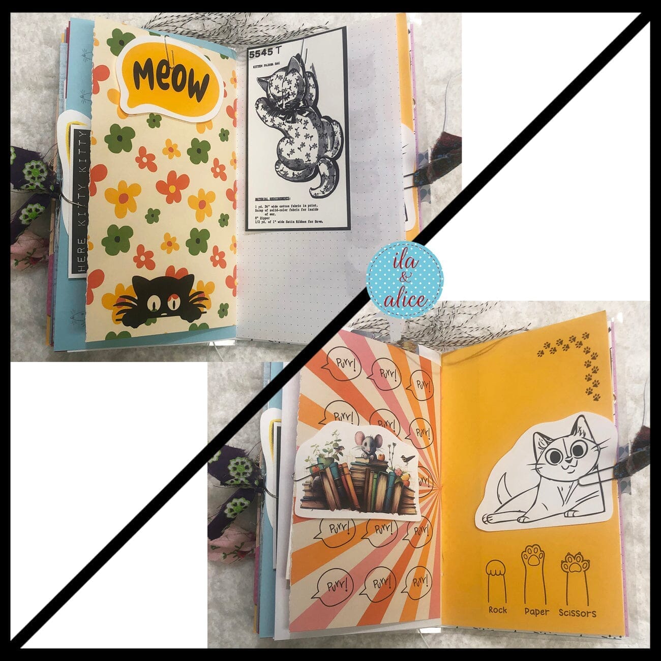 Cute Cat Junk Journal with Lovely Orange Cat in a Meadow Journal ila & alice 