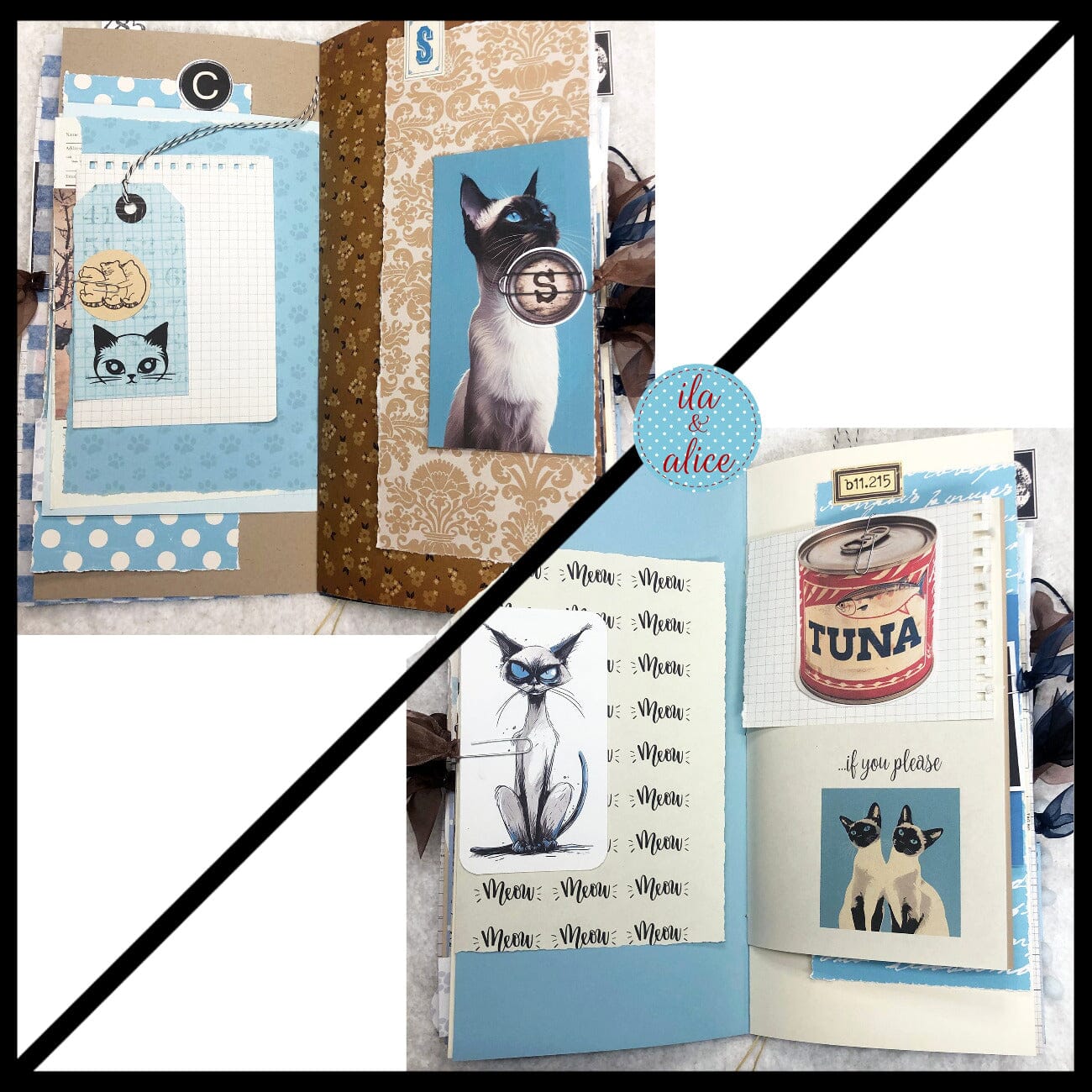 Siamese Cat Junk Journal- Soft Cover with Side View Journal ila & alice 