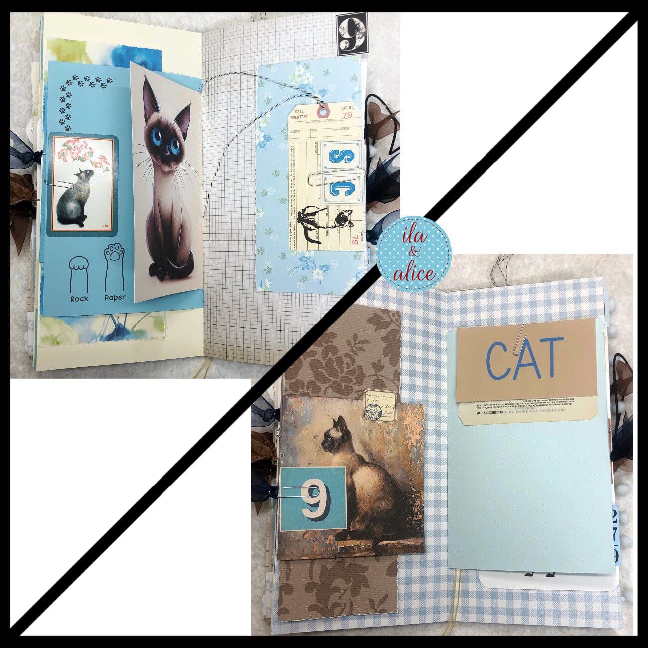 Siamese Cat Junk Journal- Soft Cover with Saucy Face Journal ila & alice 