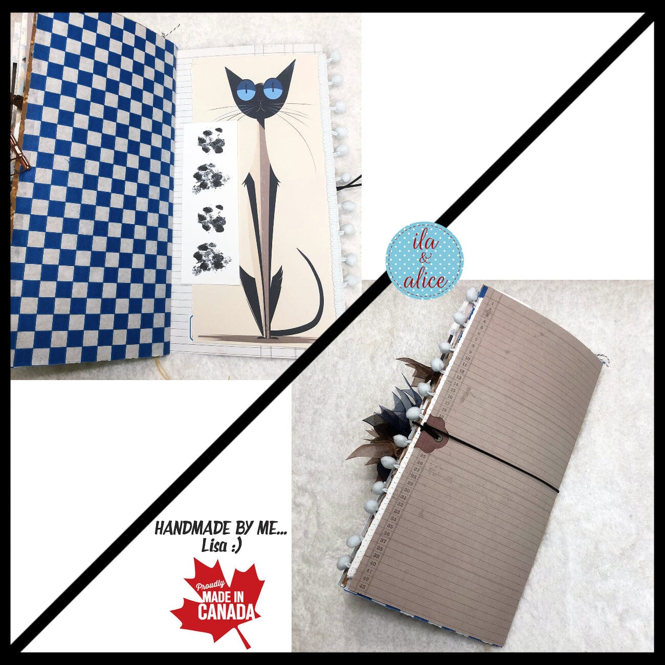 Siamese Cat Junk Journal- Soft Cover with Saucy Face Journal ila & alice 