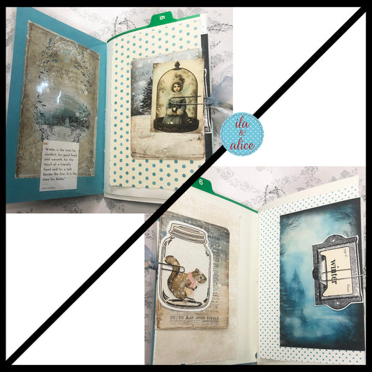 Blue Winter Junk Journal with Winter Wonderland Scene Journal ila & alice 