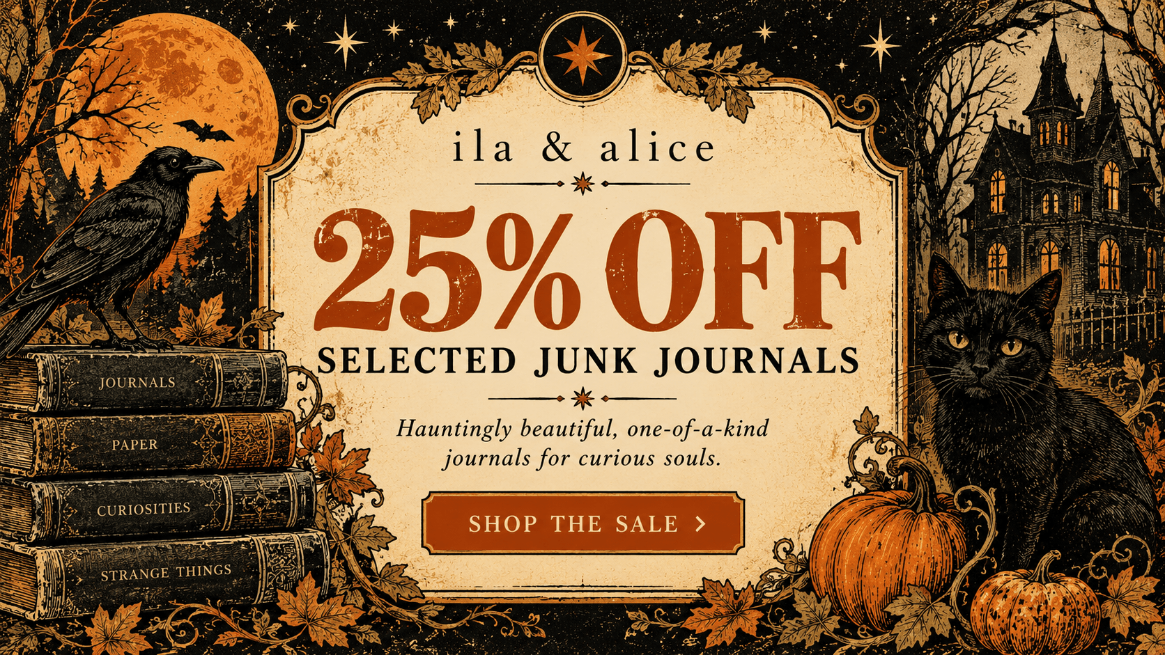 25% off selected handmade junk journals at ila and alice