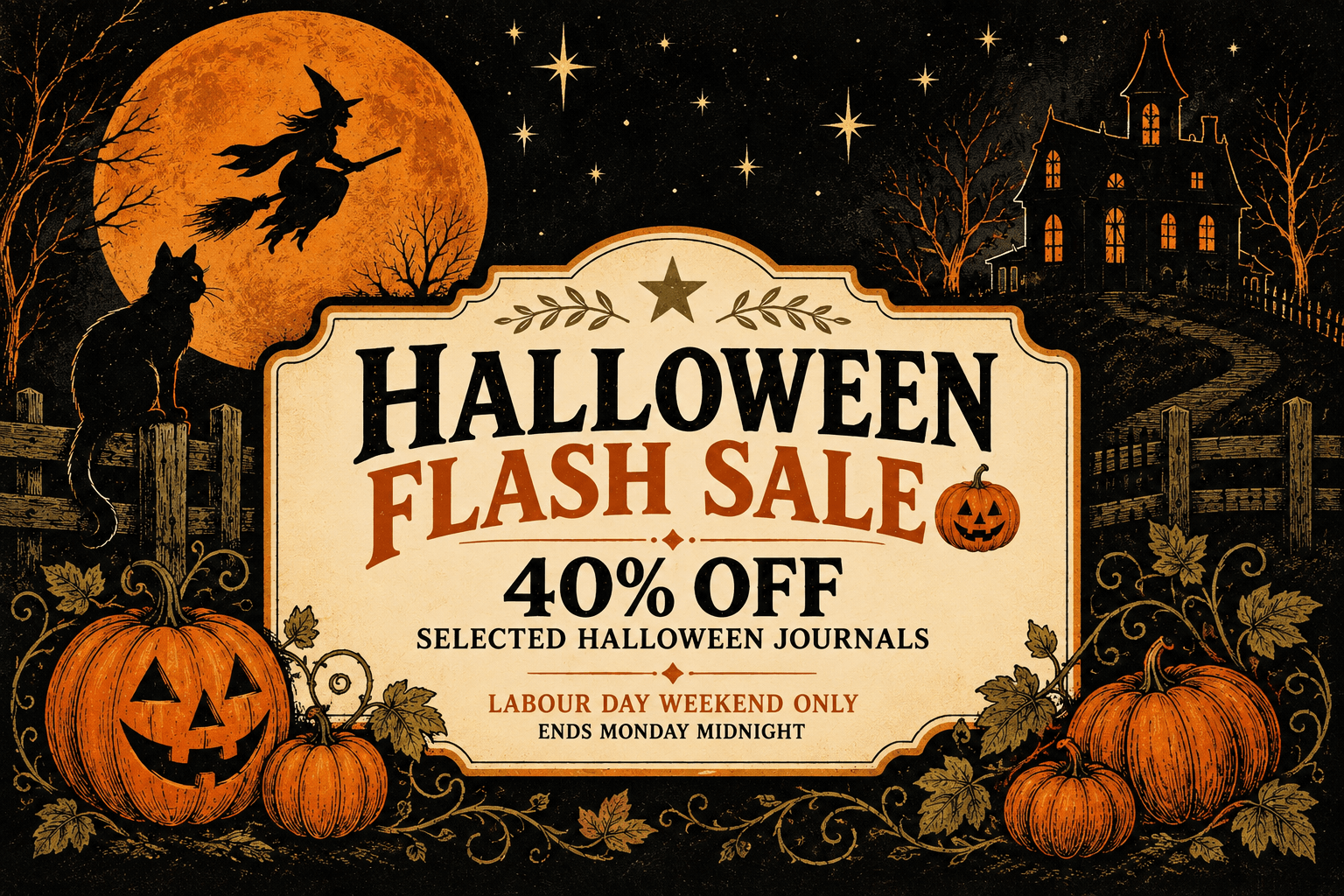 40% off selected handmade Halloween journals at ila and alice