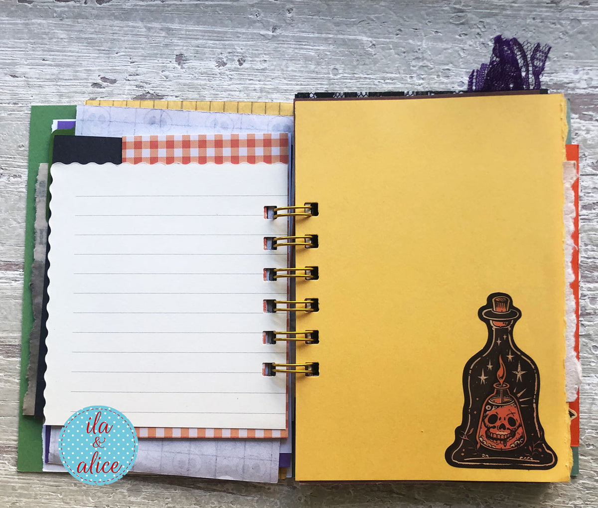 Halloween Mini Journal No. 5 | Cute Black Cat Witches Junk Journal
