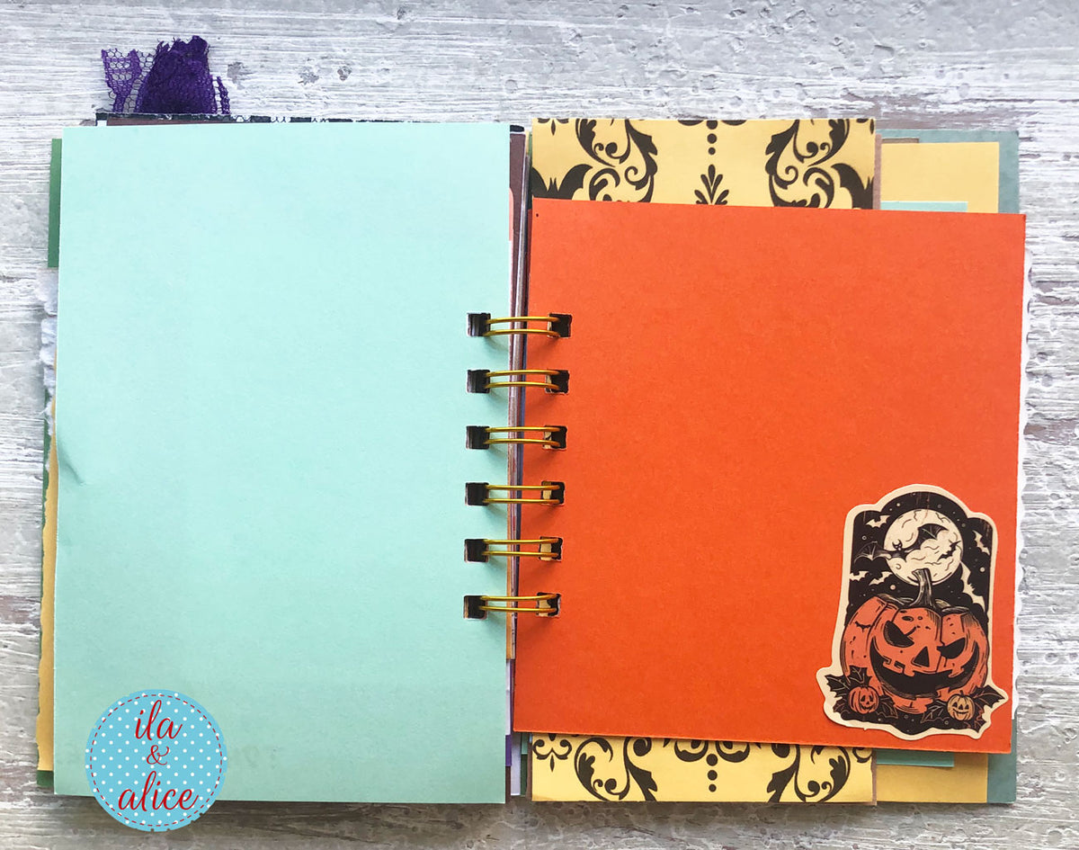 Halloween Mini Journal No. 5 | Cute Black Cat Witches Junk Journal