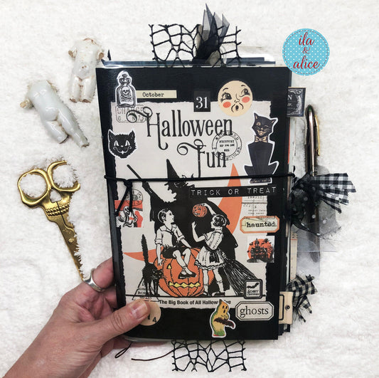 Spooky Retro Witch Orange & Black Halloween Journal Journal ila & alice 