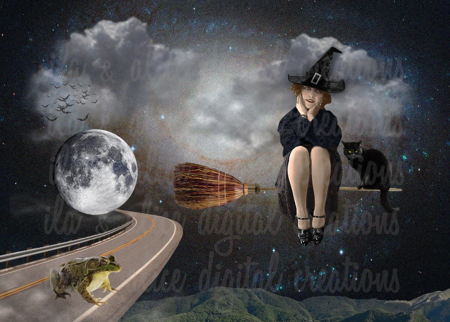 Haunted Halloween Collage Postcards Post Cards ila & alice 