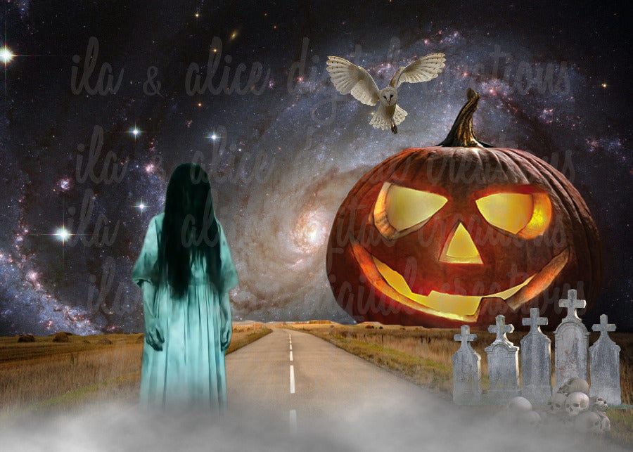 Haunted Halloween Collage Postcards Post Cards ila & alice 