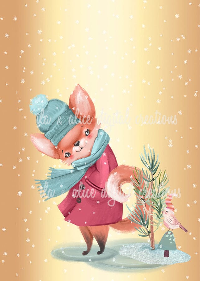 Cute Wintertime Forest Animals Postcards Post Cards ila & alice 